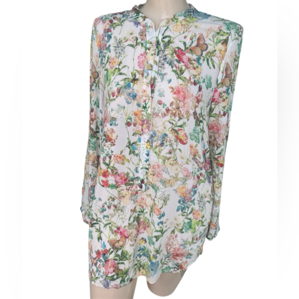 Zara Vibrant Floral Print Blouse Size S Viscose